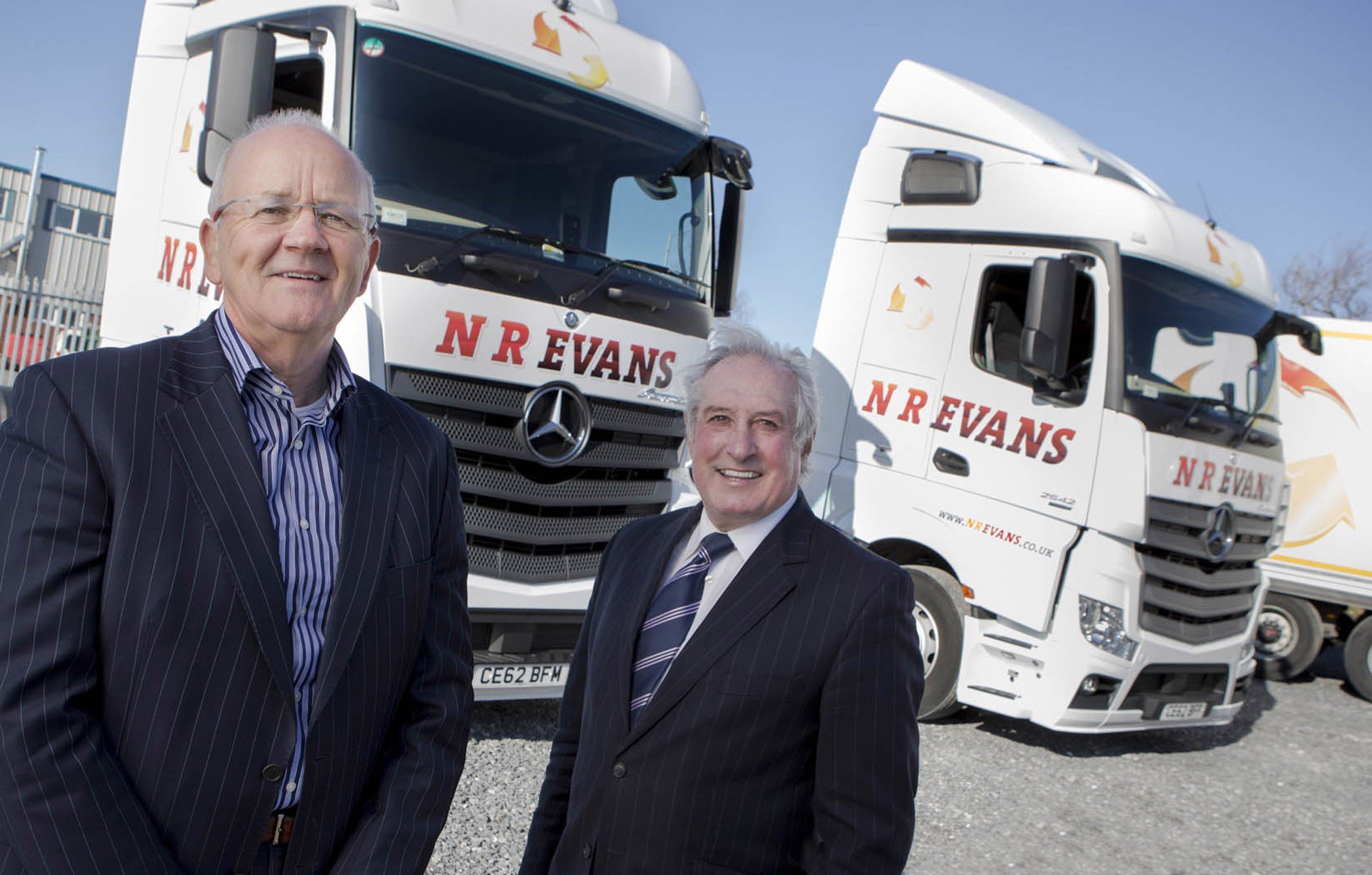 Neil Evans and Gareth Edwards with the New Actros Neil Evans and Gareth Edwards with the New Actros