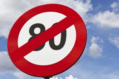 80mph road sign crossed throgh
